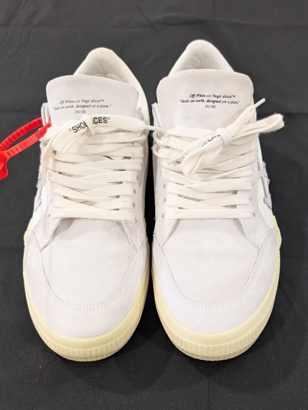 Off-White Vulcanized Low Top Sneakers White Suede Canvas 44 US 11 Virgil Abloh